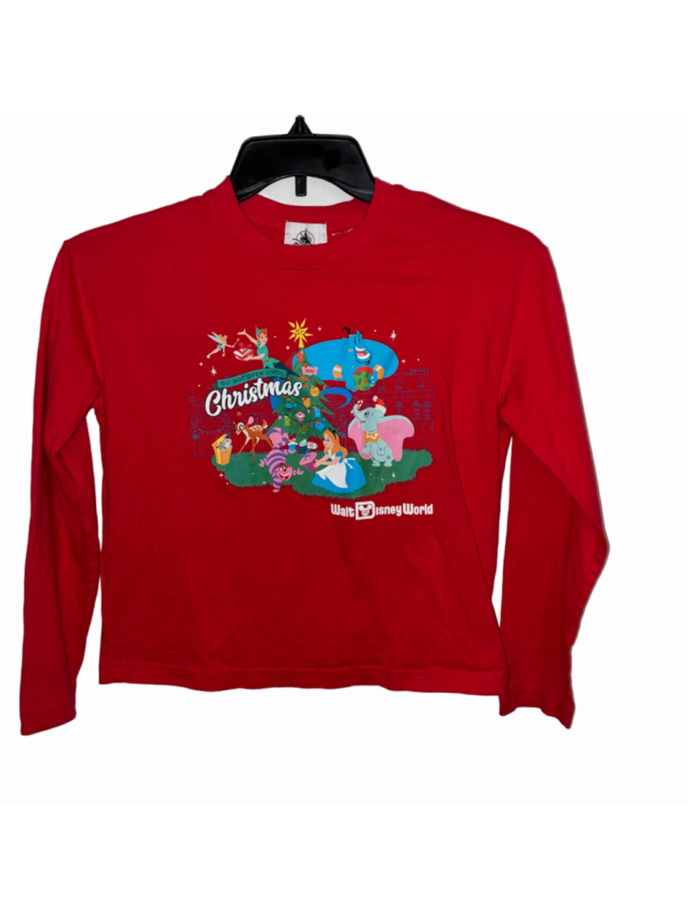 Girls Disney World Christmas Long Sleeve Graphic Tee Red Size M